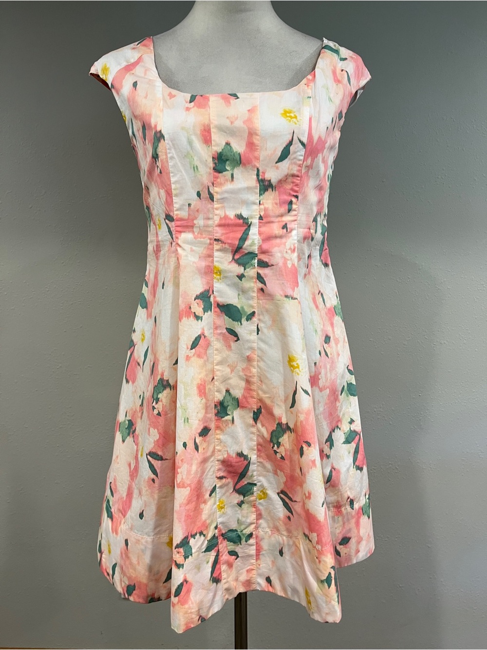 A New Day Pink and White Floral Fit-and-Flare Mini Dress size 4